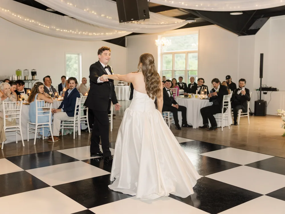 The first dance under the drapery and lights