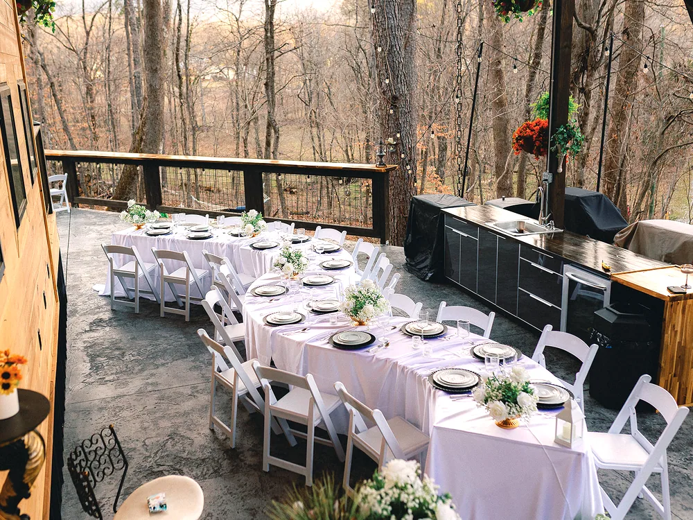 The rehearsal table laid under the pergola