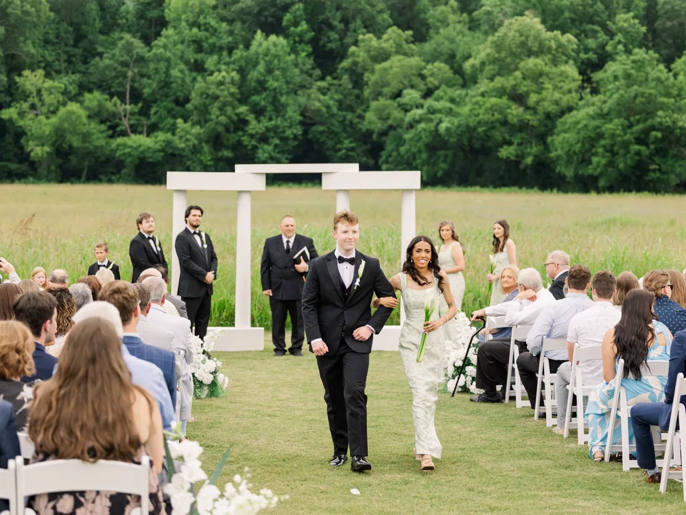 The recessional back up the aisle