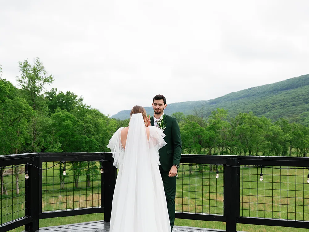 On the deck, the ridge behind