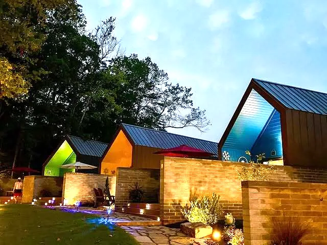 The cottages at dusk