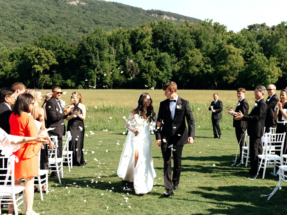The recessional, petals in the air
